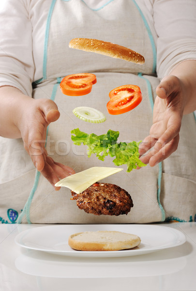 Making cheeseburger at home Stock photo © zurijeta