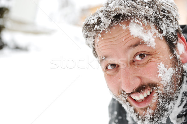 Adam kar yüz eğlence saç Stok fotoğraf © zurijeta