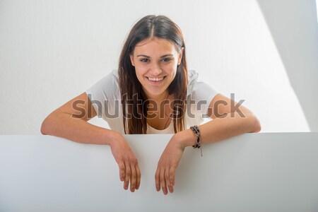 Beautiful girl with a banner Stock photo © zurijeta