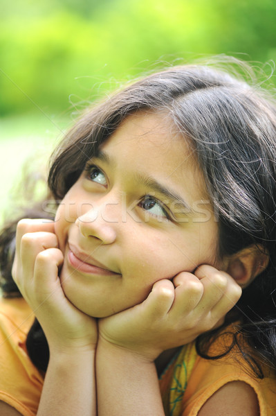 Beautiful girl thinking Stock photo © zurijeta