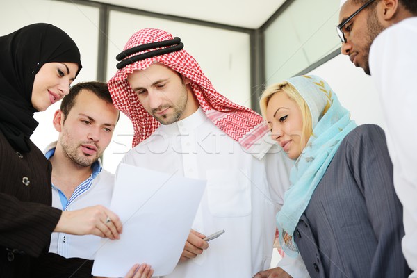 Middle eastern people having a business meeting at office Stock photo © zurijeta