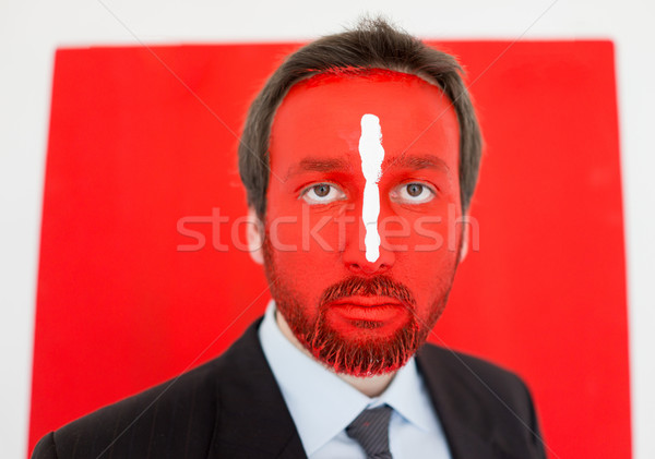 Junger Mann rot gemalt Gesicht Kopie Raum Mode Stock foto © zurijeta