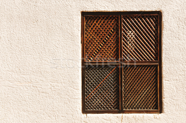 Wood window on cement wall Stock photo © zurijeta