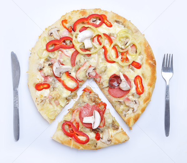 A hot, delicious  pizza with hot and bubbly cheese  Stock photo © zurijeta