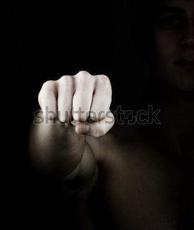 Vuist donkere hand teken communicatie huid Stockfoto © zurijeta
