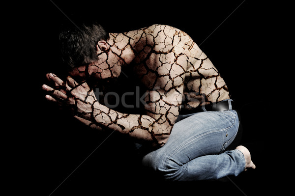 Cracked skin man in pose Stock photo © zurijeta