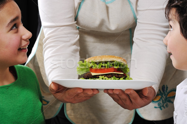 Burger ready for children by Mom Stock photo © zurijeta