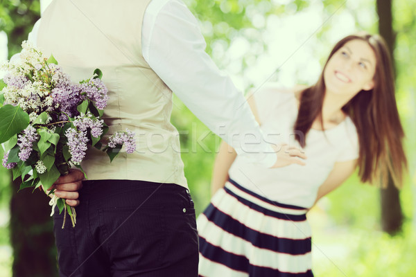 Handsome man asking his woman to marry Stock photo © zurijeta