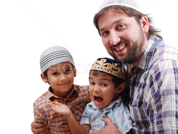 Muslim family, father and two boys Stock photo © zurijeta
