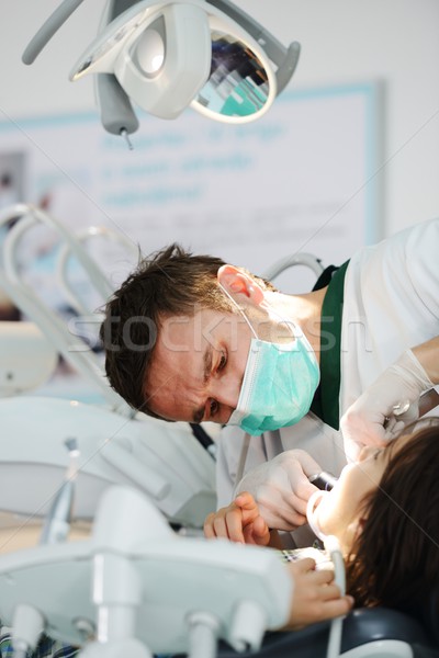 Young dentist at work in the office Stock photo © zurijeta