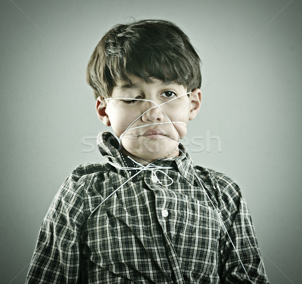 Foto stock: Vintage · retrato · menino · cara · abstrato · criança