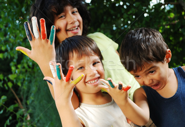 Several colors on children fingers, outdoor Stock photo © zurijeta