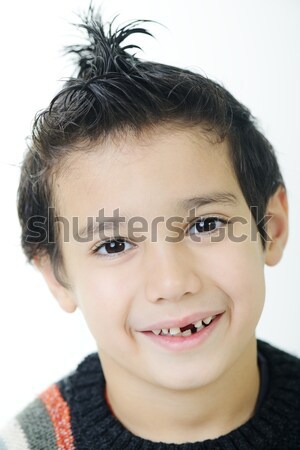 портрет Cute Kid первый зубов улыбка Сток-фото © zurijeta