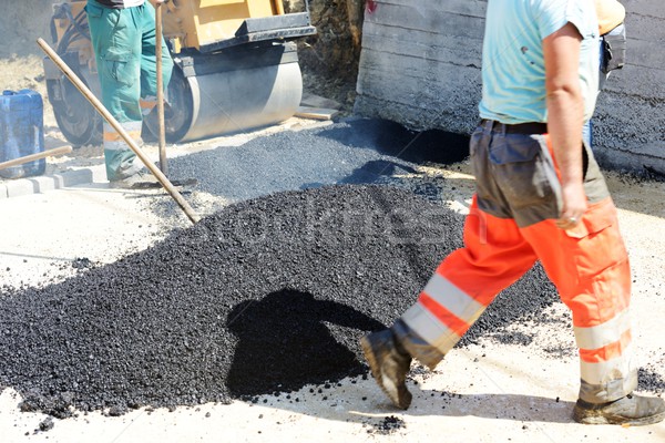 Stockfoto: Hard · werken · asfalt · bouw · mannen · werken · werk