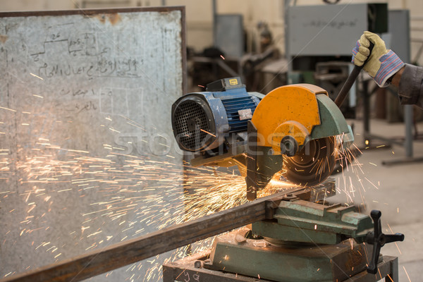 Worker welding in industrial background at factory Stock photo © zurijeta