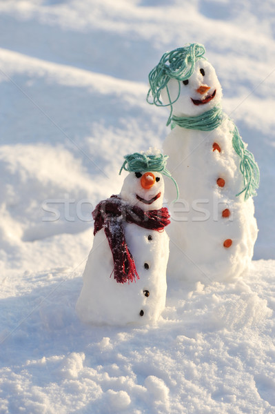 Sneeuwpop winter christmas mond bal kaart Stockfoto © zurijeta