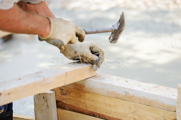 Stock photo: Working and building on new house project