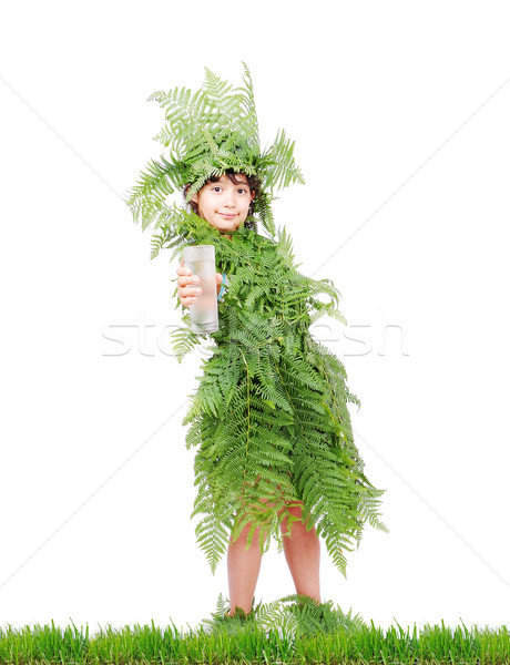  Plant girl on grass isolated  Stock photo © zurijeta