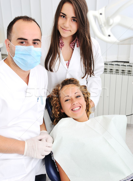 Gesunden Zähne Patienten zahnärztliche Vorbeugung Stock foto © zurijeta