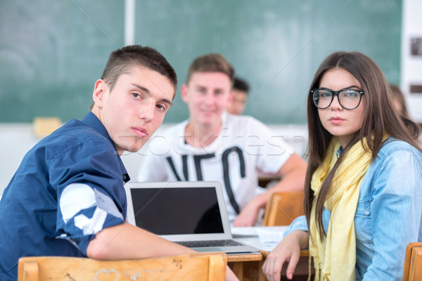 Students with laptop Stock photo © zurijeta