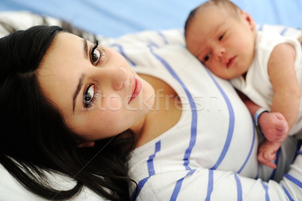 Middle eastern woman with her baby at hospital ro Stock photo © zurijeta