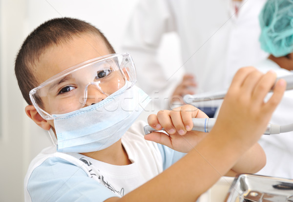 Stock photo: Kids at hospital, Little doctors, playing surgeon