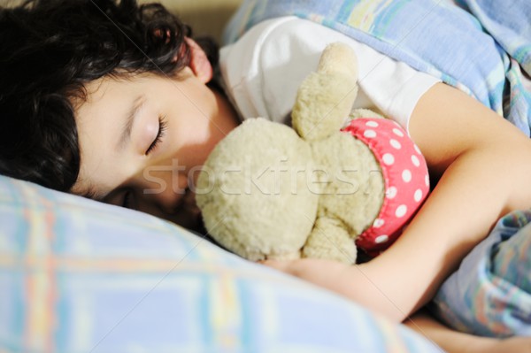 Cute wenig Junge schlafen kid Gesicht Stock foto © zurijeta