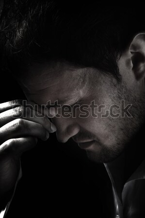 Traurig Mann junger Mann Kopfschmerzen Augen Stock foto © zurijeta