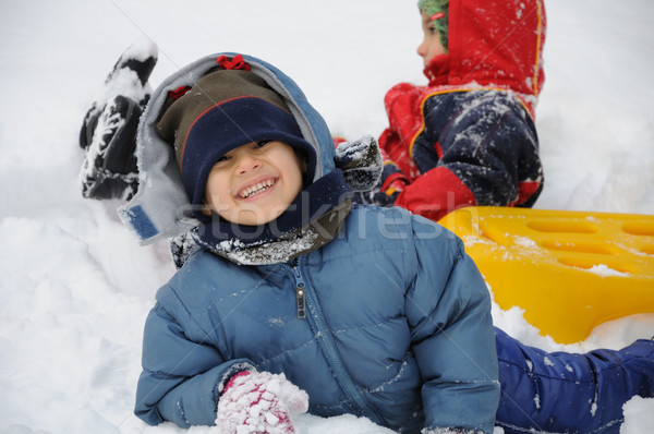 Great activity on snow, children and happiness Stock photo © zurijeta