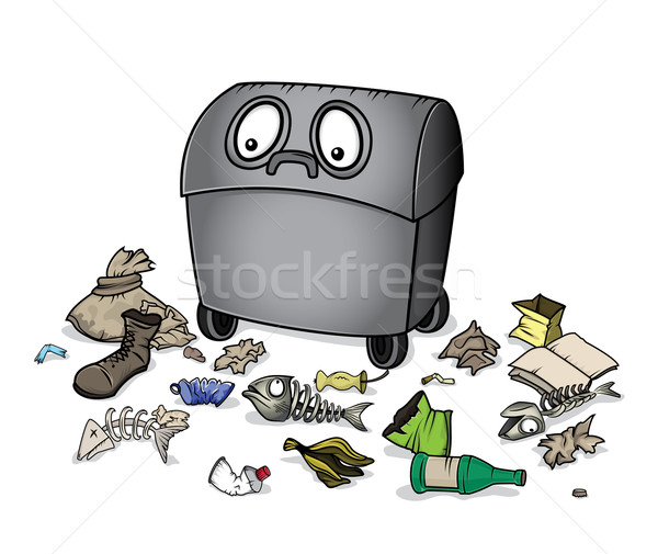 Levend afval prullenbak karakter vuilnis papier Stockfoto © Zuzuan