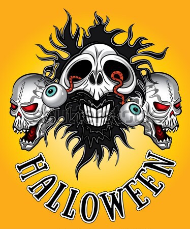 Stockfoto: Horror · zombie · halloween · schedel · brand · vlammen