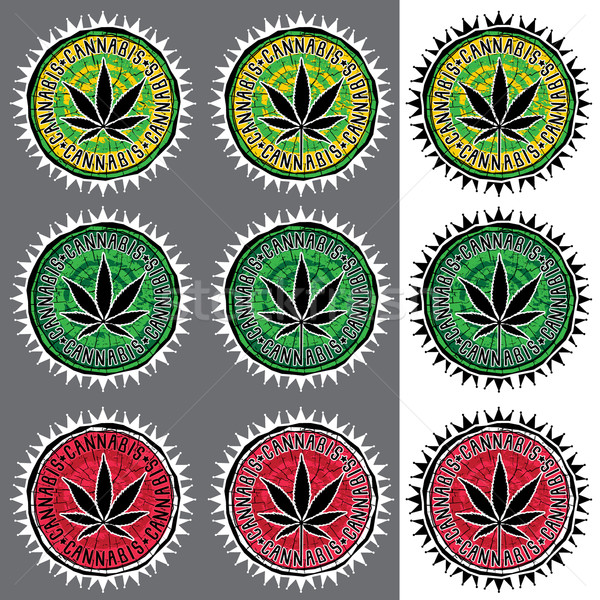 marijuana leaf symbol silhouette textured background stamps Stock photo © Zuzuan