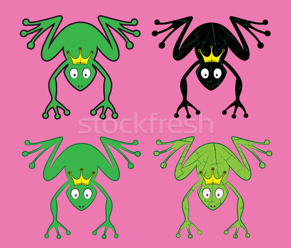 Stock photo: cartoon frog silhouette with crown