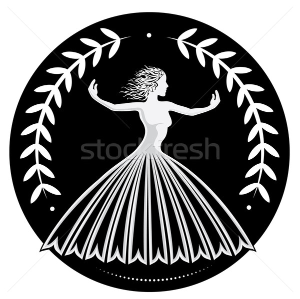 elegant graceful female figure silhouette with floral decoration Stock photo © Zuzuan