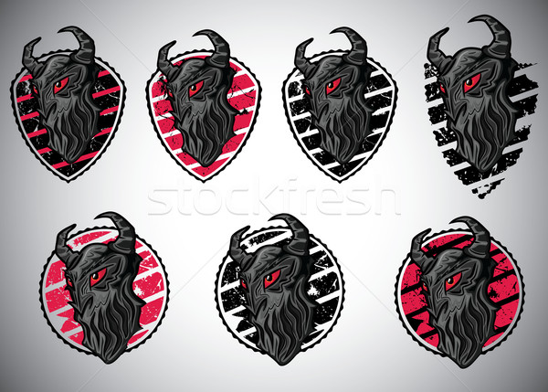 Stock photo: devil horror monster textured emblem design