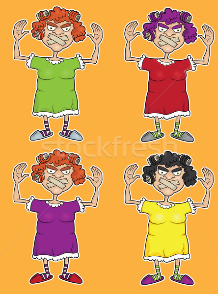 complaining mother in law with retro hairstyle cartoon illustration Stock photo © Zuzuan