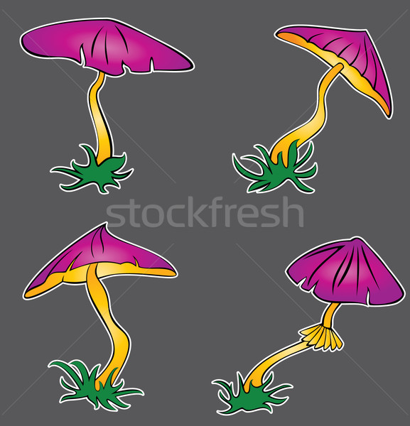 cartoon lilac poisonous mushroom growing from grass Stock photo © Zuzuan