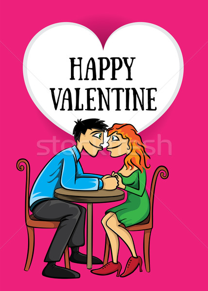 [[stock_photo]]: Datant · Valentin · carte · postale · illustration · sourire