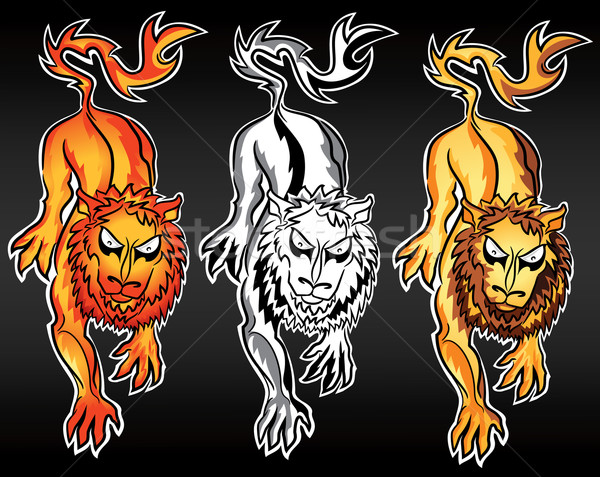 lion beast silhouette illustration Stock photo © Zuzuan