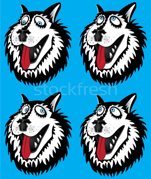 Husky Hund Porträt Illustration Gesicht Design Stock foto © Zuzuan