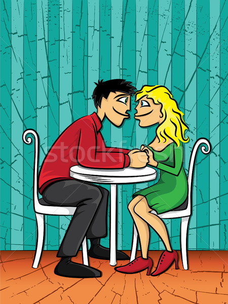 Stockfoto: Blond · haren · meisje · jongen · dating · Valentijn