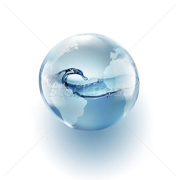 Világ földgömb tiszta víz bent fehér üzlet Stock fotó © zven0
