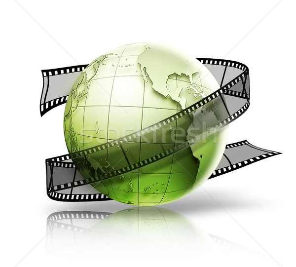 Wereldbol filmstrip witte kaart abstract groene Stockfoto © zven0