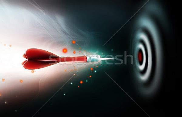 Darts lövés telitalálat darts tábla sötét piros Stock fotó © zven0