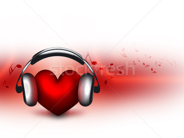 Zene szerető szív fejhallgató technológia kő Stock fotó © zven0
