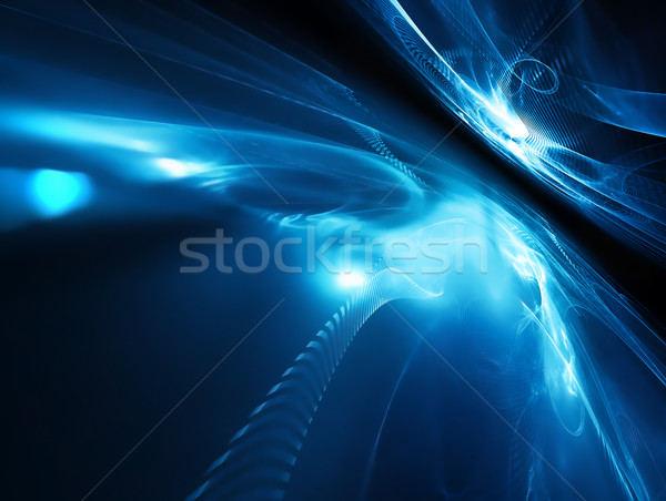 Fraktal ufuk fütüristik dizayn mavi siyah Stok fotoğraf © zven0