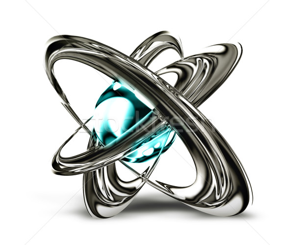 Atome science symbole résumé métal blanche [[stock_photo]] © zven0