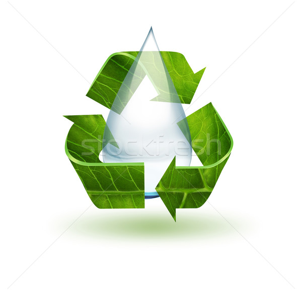 water drop and recycling symbol Stock photo © zven0