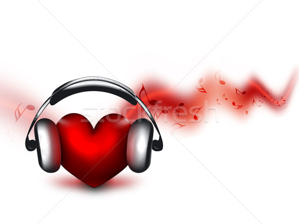 Zene szerető szív fejhallgató szeretet tánc Stock fotó © zven0