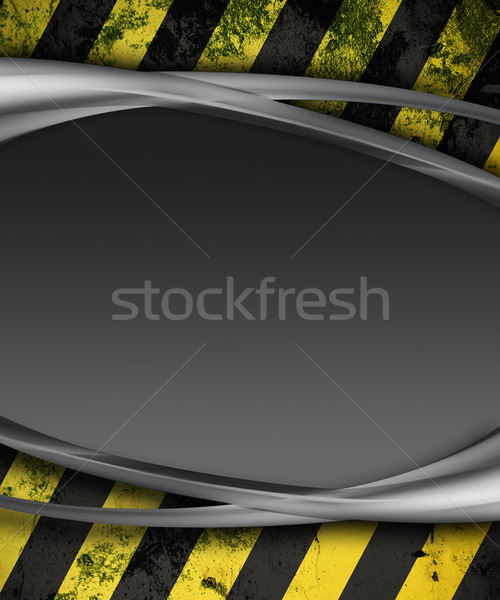 Figyelmeztetés fém felület citromsárga fekete csíkok veszély Stock fotó © zven0
